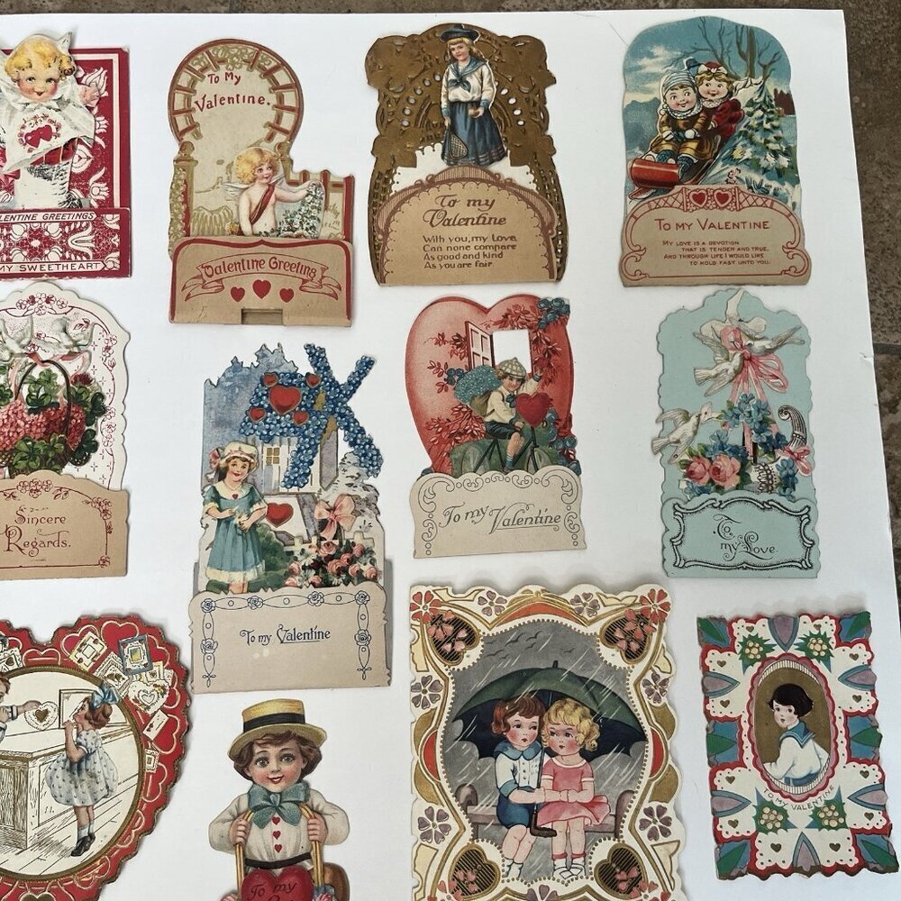 Vintage Valentine Card Lot Mechanical Stand Up Die Cut Honeycomb USA Germany - Picture 9 of 16